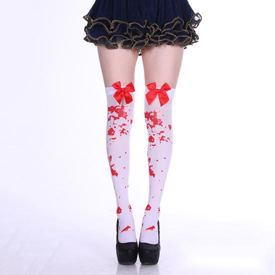 1 пара потрясающих чулок выше колена со страшным бантом