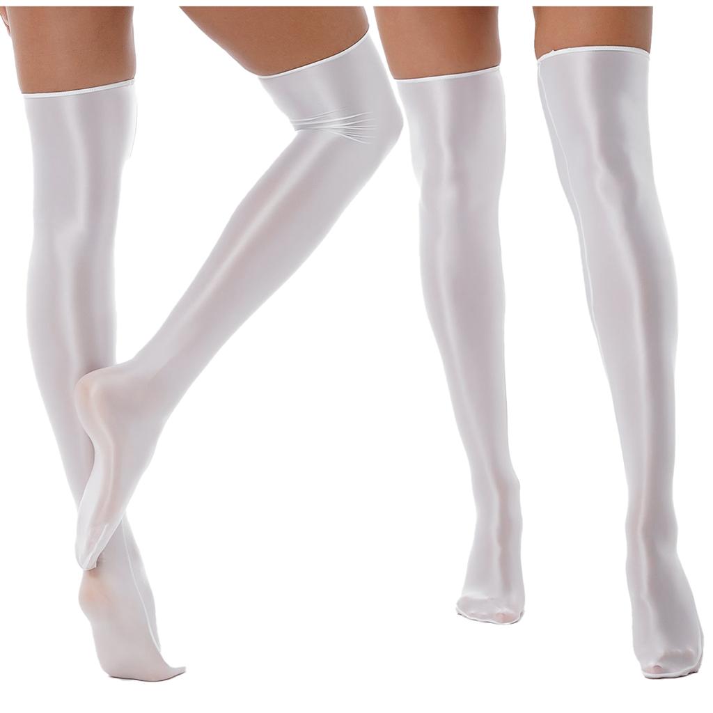 Female Lingerie Over Knee Socks Thigh High Stockings Solid Oil Shiny Smooth Elastic Stockings Women Knee High Socks