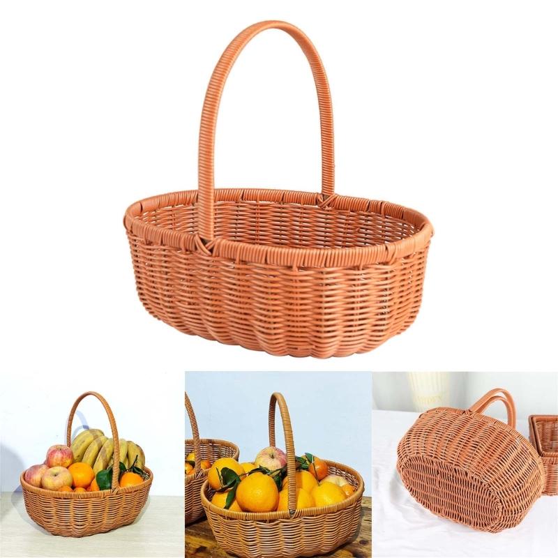 Плетеная корзина с цветами Практичная корзина для хранения яиц и фруктов Цветочные корзины с ручкой Элегантные украшения для женщин и девочек