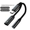 Universal 2 in 1 USB C Splitter PD 60W Type-C To AUX Adapter USB C To 3.5mm Adapter  Fast Charging