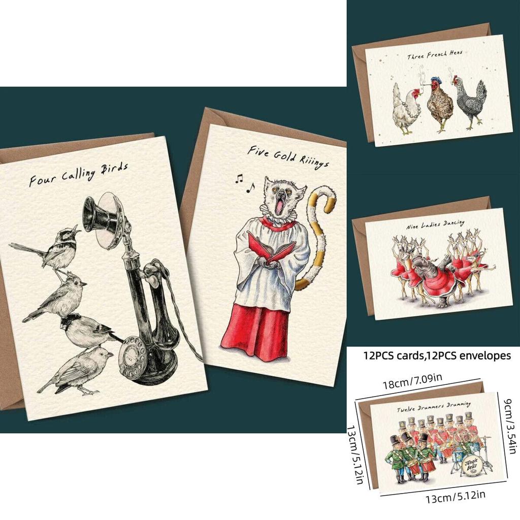 Contemporary Christmas Cards Set Of 12 Modern And Simplistic Cards With Matching Envelopes