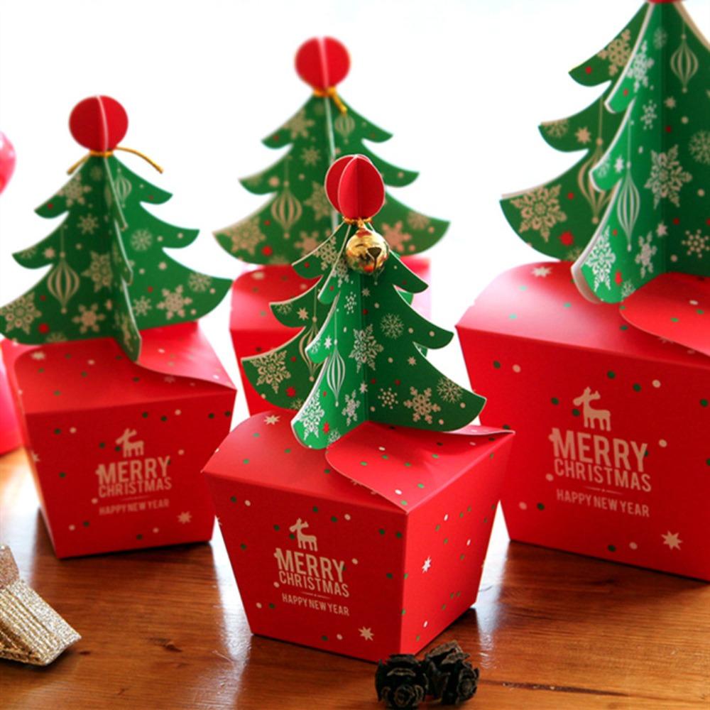 10 Pcs Paper Christmas Gift Box DIY Gift Packaging Box Christmas Tree Candy Box Kids