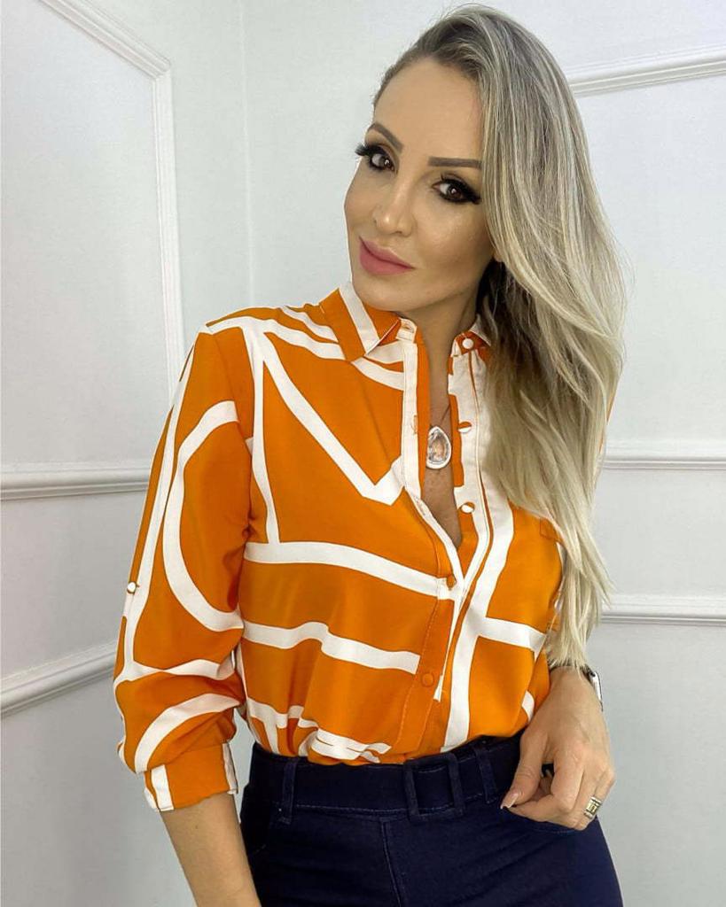 Женская блузка с принтом на пуговицах, рубашка с длинным рукавом для женщин