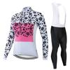 Autumn Professional Riding Bicycle Jerseys Cycling Clothing Set Women Long Sleeve White Bib Pants Bicycle Clothes Suit Race Bicycle Sport Wear Tights