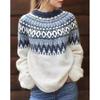 Women's Autumn and Winter Plus Size Pattern Knitted Sweater Casual Long Sleeve Pullover Sweater