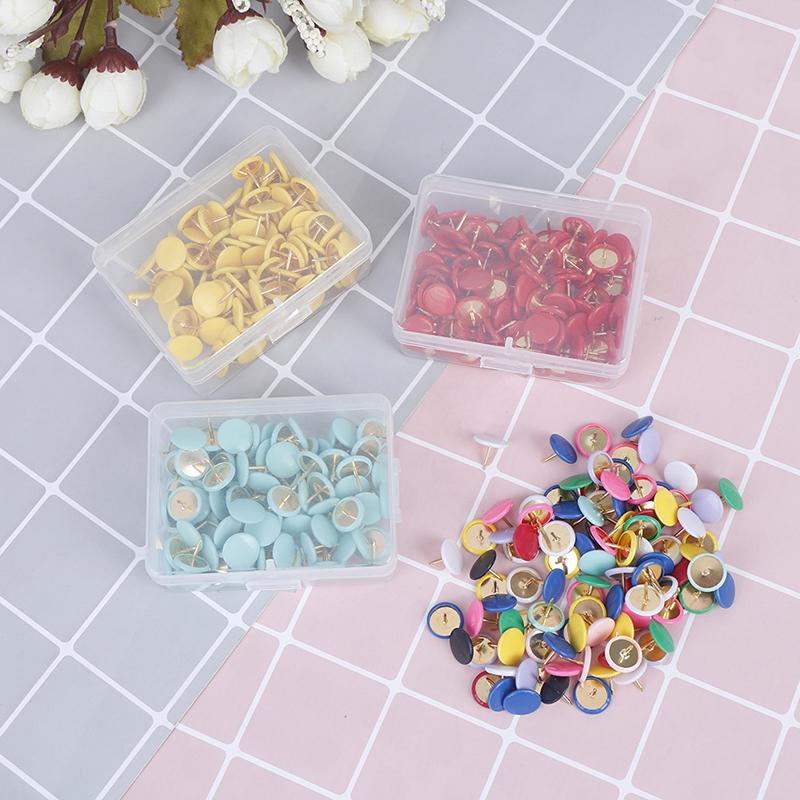100Pcs Round Push Pins Notice Board Map Thumb Tacks Point Bulletin Drawing