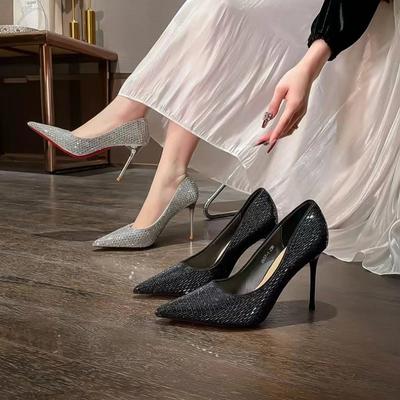 Новые женские блестящие туфли-лодочки со стразами на шпильках, милые женские свадебные туфли, туфли-лодочки больших размеров