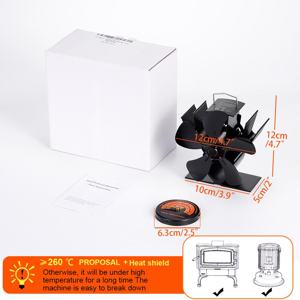 5-лопастной тепловой вентилятор для печи, мини-вентилятор для камина, дровяная горелка, эко-вентилятор, тихий каминный вентилятор, нагреватель, эффективное распределение тепла