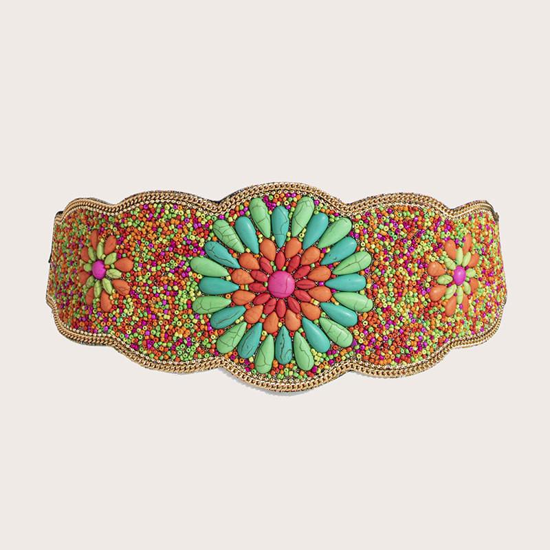 Waist Beaded Bohemian Belt With Firework Design And Elastic Closure For Festivals Travel And