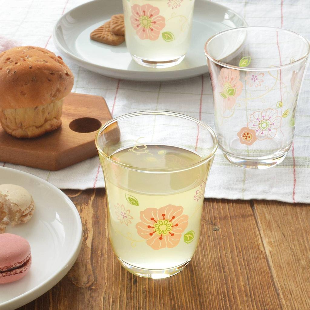 Стакан Toyo Sasaki Glass Decor Line, набор стаканов Flower Pink 230 мл, сделано в Японии, можно мыть в посудомоечной машине, стеклянный стакан, стакан для сока, пивной стакан