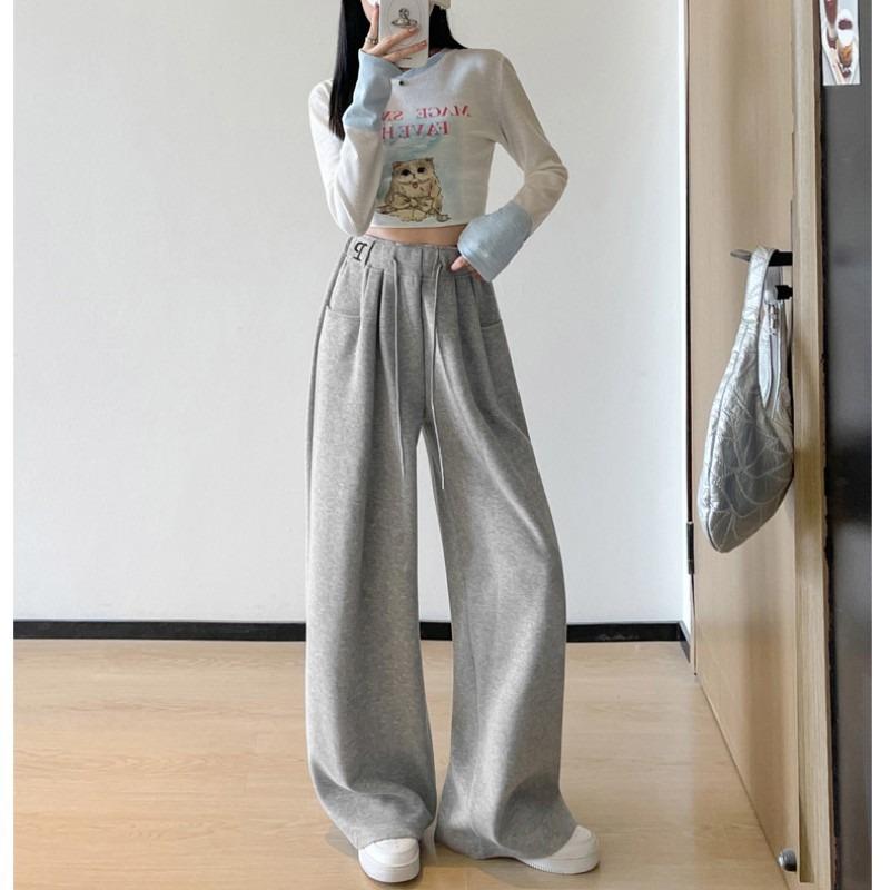 Sweatpants Women's Spring, Autumn and Winter New High-waisted Loose Wide-leg Pants, Thin and Versatile Straight Casual Pants