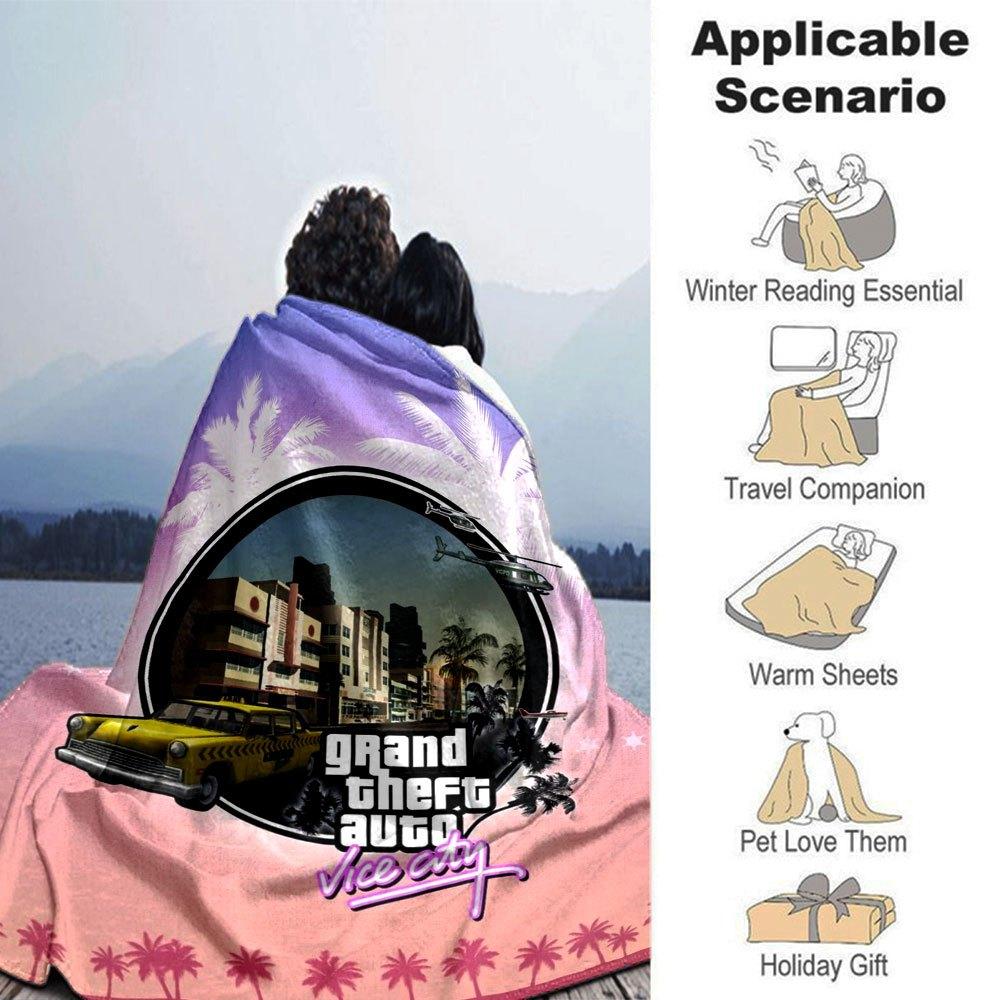 1 шт. Мягкое фланелевое одеяло Grand Theft Auto с дизайнерским принтом. Уютное одеяло для всех сезонов, идеально подходит для дивана, кровати, офиса