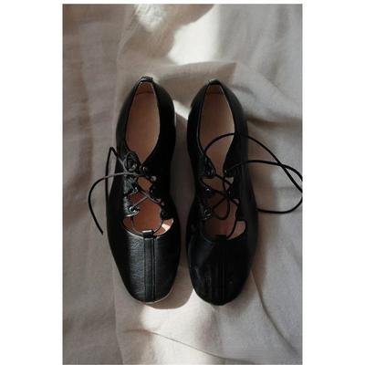 Балетки, неглубокие туфли, мягкие повседневные туфли для работы, весна и осень 2025, ретро туфли Мэри Джейн на плоской подошве с перекрестной шнуровкой