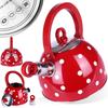 Orion 1.8L Red Polka Dot Stainless Steel Whistling Tea Kettle (1.5L Usable Capacity)