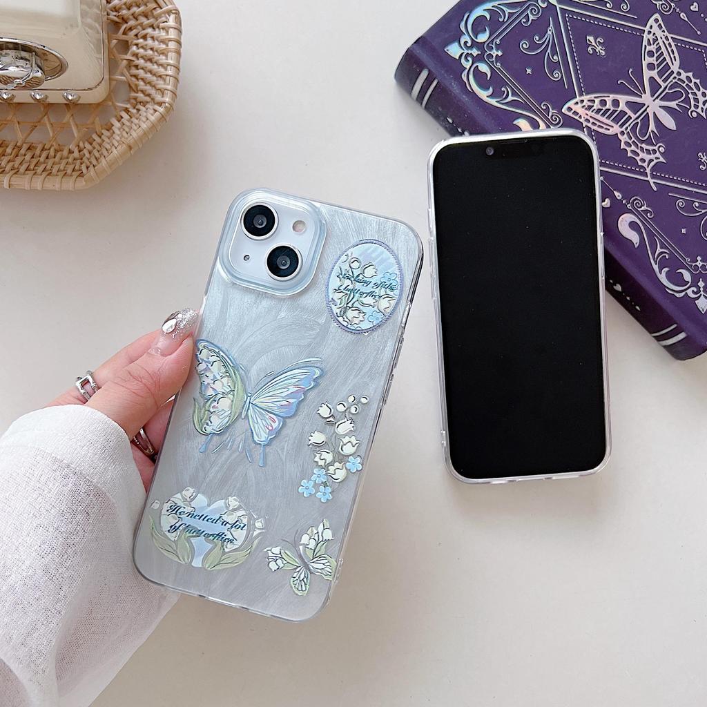 Силиконовый чехол Laser Tulip Butterfly для Xiaomi Redmi Note 12 11 10 Samsung A54 A24 A14 Oppo A78 A58 A38 Tecno Spark 10 Pro Funda Cover Soft TPU Bumper