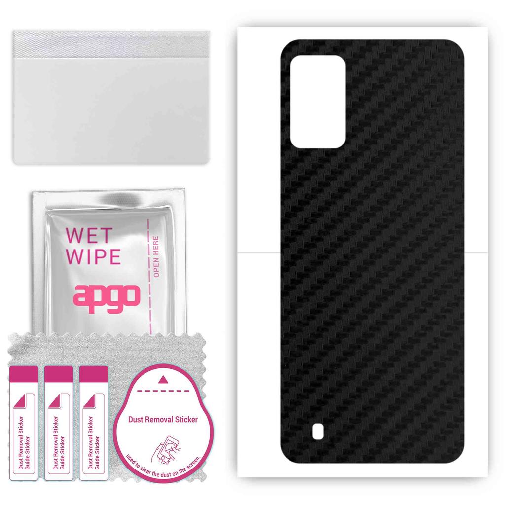apgo Protective Skin Sticker for the back compatible with Wiko Voix, Wrap Film, Foil, Vinyl - Pattern Carbon Black