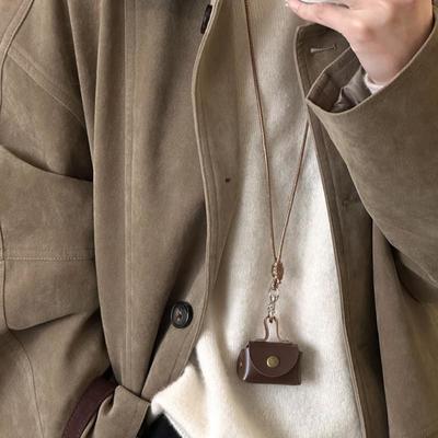 Креативный винтажный мини-кошелек для монет, ожерелье для женщин, крутой маленький кулон, чехол для наушников, компактная длинная веревка, цепочка для свитера, подарки