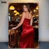 Металлический Плакат Ретро Кафе Винтажное Женское Искусство 8x12 Дюймов Декор Стены Бара