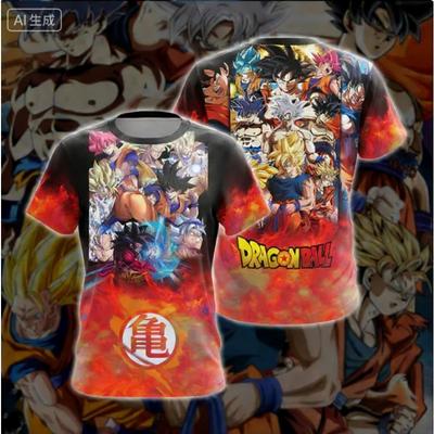 2026 Летняя Ретро Футболка Dragon Ball для Фитнеса Мужская Оверсайз 3D Печать Короткий Рукав Семейная Унисекс Детская Спортивная Футболка