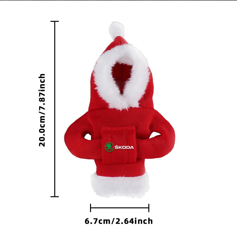 BBIC7 Car Gearbox New Year Xmas Hoodie Car Shift Speed Lever Cover for Skoda S Logo Octavia Fabia 2 Superb 2 Kamiq Kodiaq VRS VII