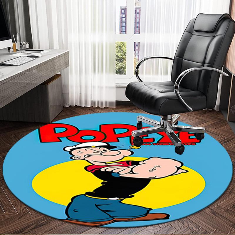 1PC Popeye's Strength Displayed Round Rug, Non-slip Chair Mat, Home Decor, Circle Carpet Perfect for Office, Bedroom, Living Room,Christmas gift