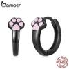BAMOER 925 Sterling Silver Cute Cat Paws Huggie Hoop Earrings for Cat Lovers, Fashion Women Girls Jewelry Gift