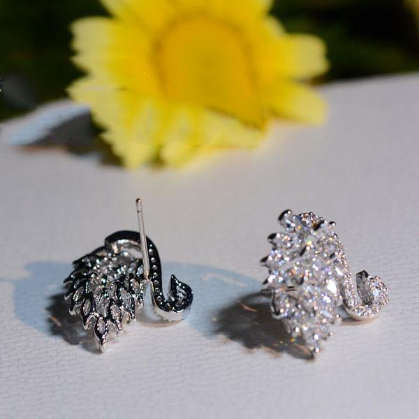 Beautifully Crafted Swan Shape Stud Earrings With Zircon Ideal For Ball Lovers Gifts