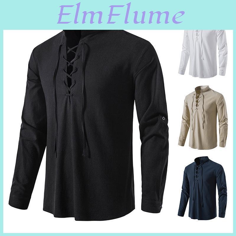 Landlord Renaissance Top Knight Medieval Men Cosplay Costume Causal Shirt Pirate