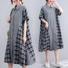 Летняя свободная юбка-рубашка большого размера в клетку средней длины для женщин, платья