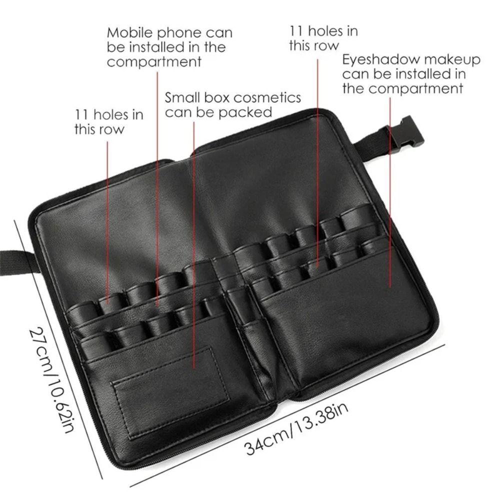 24 Pockets Makeup Brushes Waist Bag Foldable PU Leather Travel Brush Organizer Portable With Belt Cosmetic Fanny Pack Salon