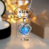 Female Crystal Blue Opal Stone Pendant Love Heart Necklace Vintage Big Round Silver Color Wedding Jewelry For Women