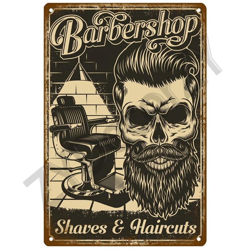 Vintage Home Decor Tin Sign Barber Shop Metal Sign Poster Bar Pub Retro Plaque Haircut and Shave Beard Iron Paintings Art Plates