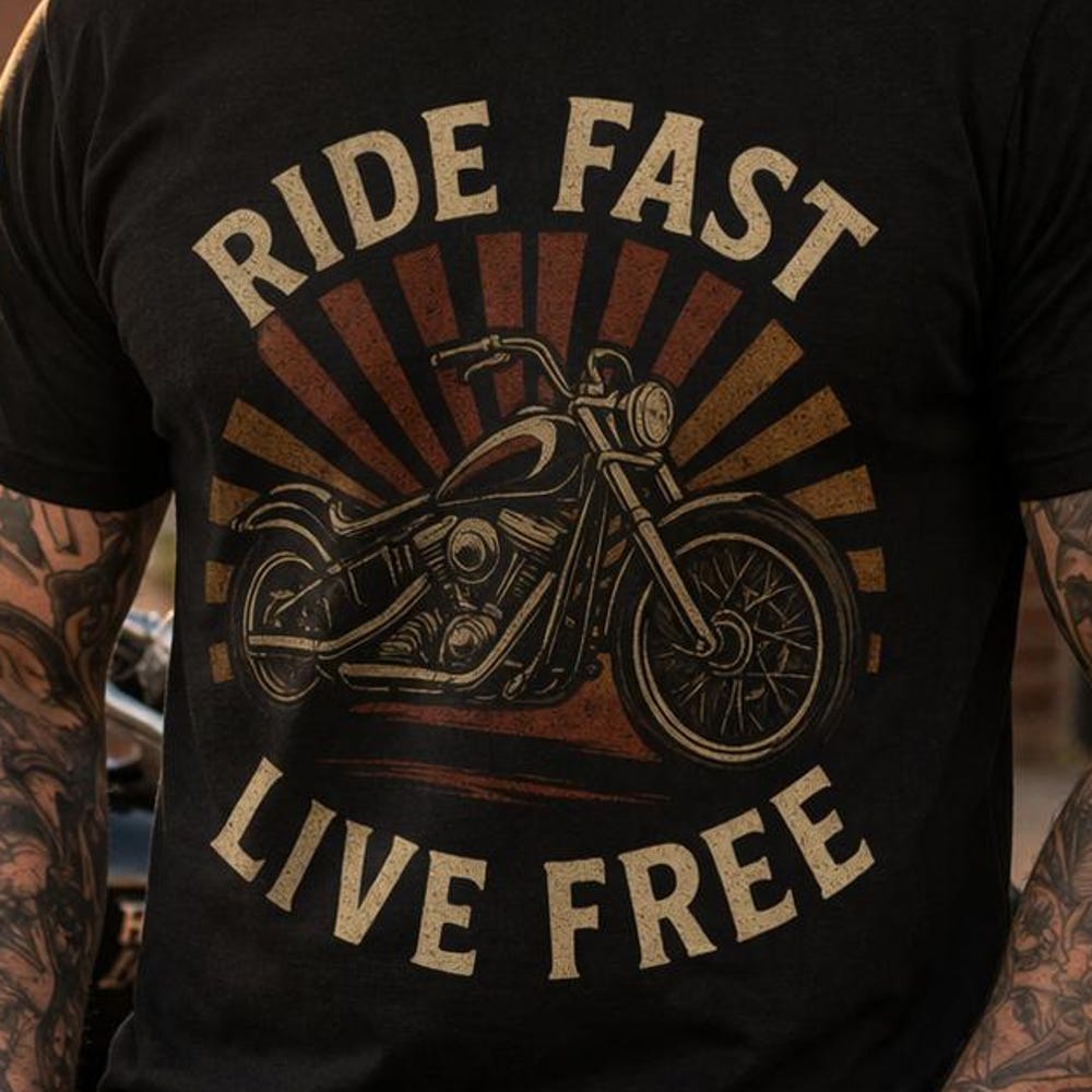 Ride Fast Live Free Motorcycle Shirt: Retro Biker Tee, Rider Gift