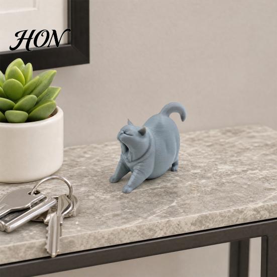 Vivid Detail Cat Statue 3D Printed Yawning Statue, Cute Sleeping Figurine for Durable Collectible Shelf Bedroom, Modern Minimalist Home Decor