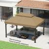 Replacement canopy for pavilion gazebo canopy 4 x 3 m, double roof with drainage holes, polyester 370 g/m², beige