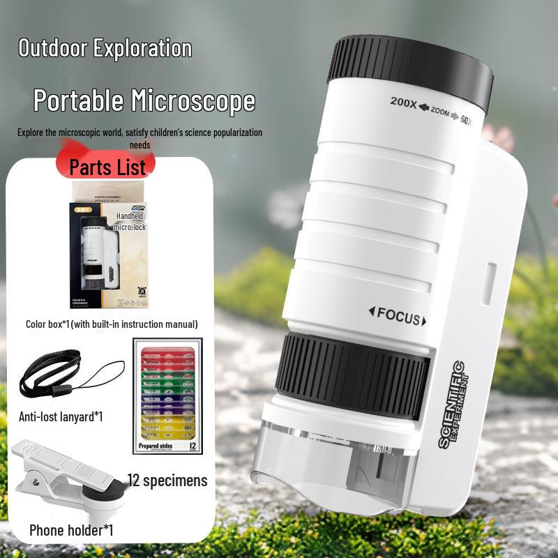Портативный детский микроскоп, научный набор: Развивающая игрушка для учеников начальной школы, идеальный подарок для мальчиков и девочек