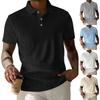 Men's Summer Solid Color Button Collar Short Sleeve Tops Men's Loose Sports Casual Tops
