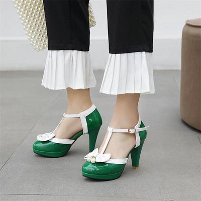 Новые женские туфли Мэри Джейн на шпильке 9 см, туфли-лолиты с жемчужным бантом, свадебные туфли для невесты, туфли для девочек 32-43