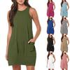 Женский летний повседневный сарафан без рукавов с карманами, короткие пляжные платья-майки для отпуска