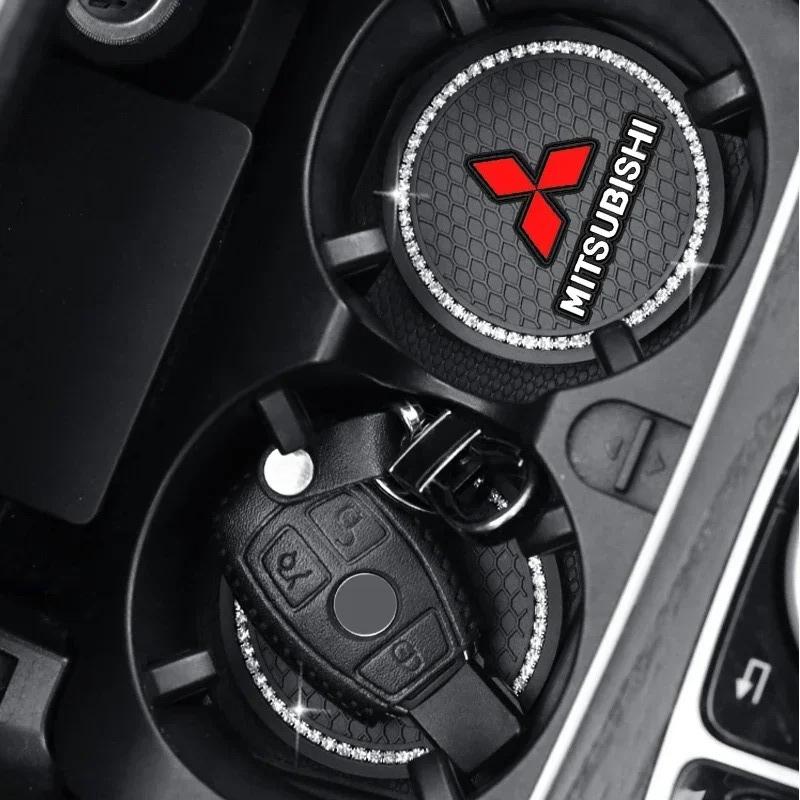 Diamond Car Water Cup Pad Anti-slip Bottle Mat for Mitsubishi Lancer Ex Mirage V33 G4 26 OTO ASX L300 Montero Eclipse L200 EVO