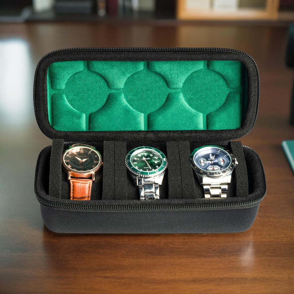 1 шт. Жесткий футляр для хранения часов с 3 отделениями для путешествий и домашней организации, с мягкой подушечкой для часов
