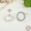 BAMOER Forever Clear CZ 925 Sterling Silver Circle Round Stud Earrings with CZ Jewelry GIFT