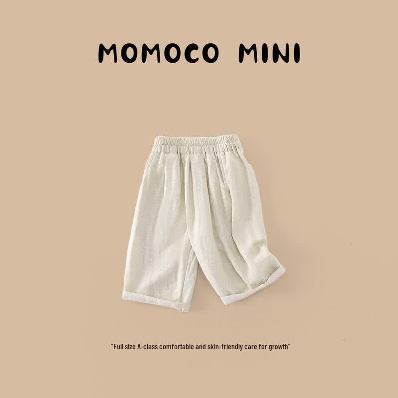 MOMOCO Boy's Summer Embroidered Coconut Tree Cropped Pants