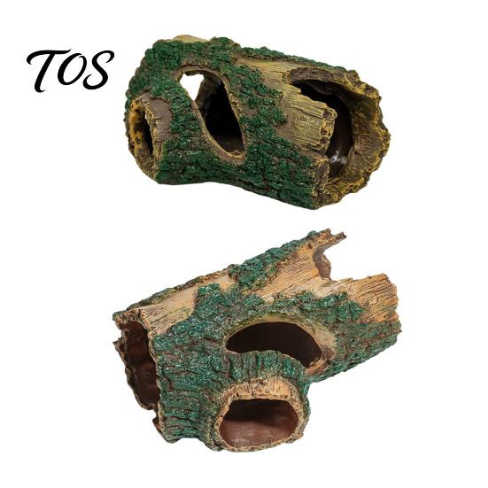 Aquarium Cave for Shrimp Rotten Tree Reptile Hideout, Hole Fish Breeding Tank Supplies Hide Cave, Gecko Shelter Terrarium Decoration Hiding