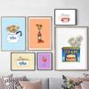 Nordic Food Flowers Coffee Cups Aperol Mac and Cheese Wall Art Canvas Painting Posters Print Pictures For Living Room Home Decor