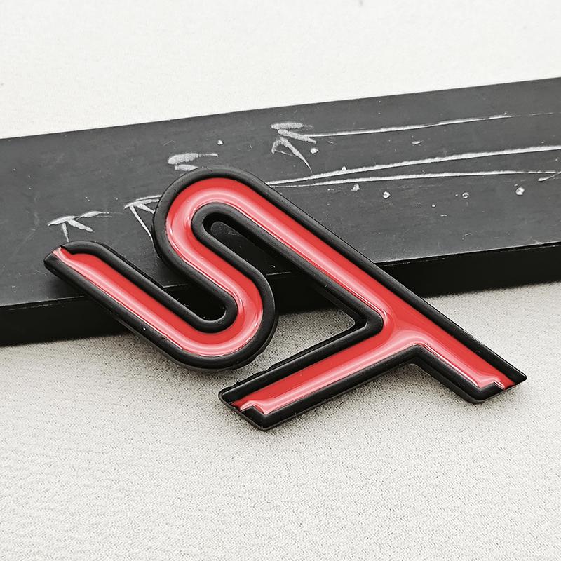 3D Metal Red ST Front Grille Sticker Car Head Grill Emblem Badge Chrome Sticker For FORD FIESTA FOCUS MONDEO Auto Car Styling