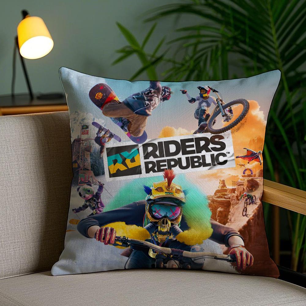 Крутая игровая наволочка R-Riders Republics Мягкий короткий плюш Двусторонняя печать Домашний декор Машинная стирка Наволочка Подарок