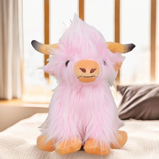 Cow Ornament Realistic Highland Cow Plush Toy Adorable Stuffed Animal for Home Farmhouse Desktop Decorations