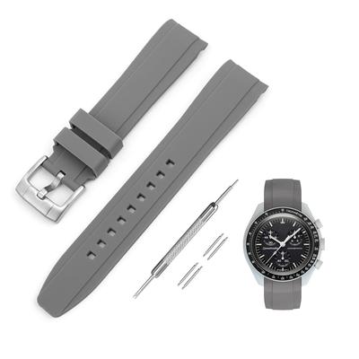 Jumpsunfun 20мм Ремешок для часов для Omega X Swatch Speedmaster Серый силиконовый ремешок для Omega и Swatch Speedmaster MoonSwatch MoonSwatch,