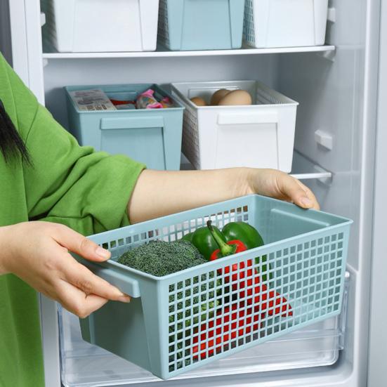 Desktop Storage Box with Handle Large Capacity Strong Load-bearing Hollow Ventilated Drying Storage Basket Makeup Container